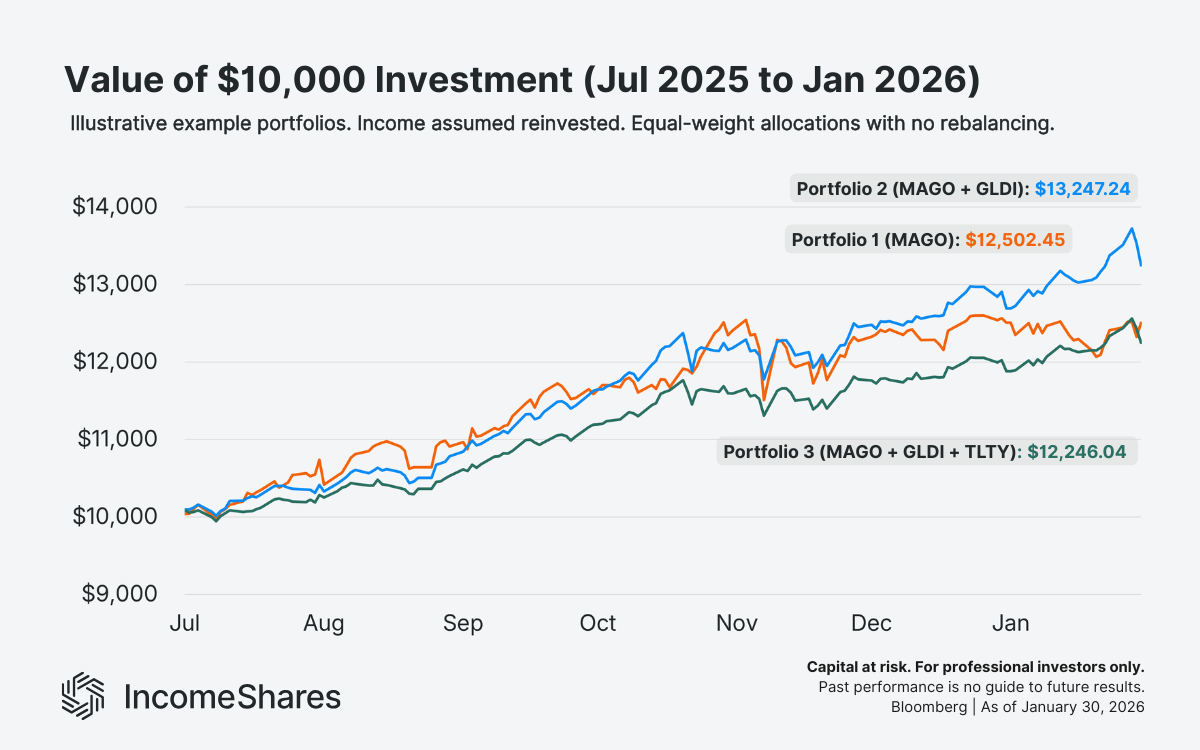 How to build a diversified income portfolio – equal-weight example with income reinvested.